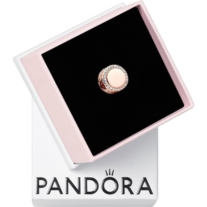 PANDORA Moments Engravable Sparkling Button Charm – Jewelry for Women – Includes Gift Box(14k rose gold-plated unique metal blend)