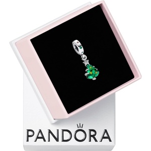 PANDORA Moments Sparkling Christmas Tree Dangle Charm – Sterling Silver Charm with Man-Made Crystal & Enamel – Jewelry for Women – Includes Gift Box