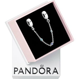 PANDORA Triple Blue Stone Safety Chain – Gift for Her – Compatible with PANDORA Moments – Sterling Silver & Crystals – With Gift Box