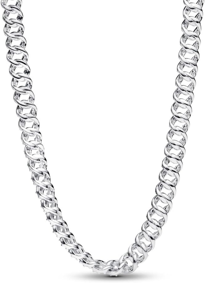 image:imagePANDORA Pav Cuban Chain Necklace 177 Sterling Silver amp Clear Cubic Zirconia Jewelry for Women with Gift Box