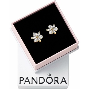PANDORA Timeless Sparkling Herbarium Cluster Stud Earrings – 14K Gold-Plated Earrings with Cubic Zirconia – Jewelry for Women – Includes Gift Box