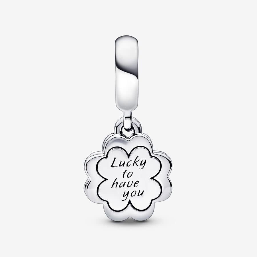 image:imagePANDORA Fourleaf Clover Friendship Double Dangle Charm Gift for Her Compatible with PANDORA Moments Sterling Silver with Cubic Zirconia amp Enamel With Gift Box
